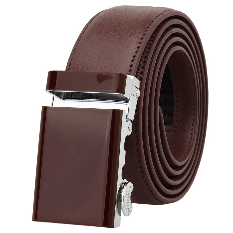 Falari Men's Genuine Leather Ratchet Dress Belt Automatic Sliding Buckle 8168-DBN-M36 - Image 1